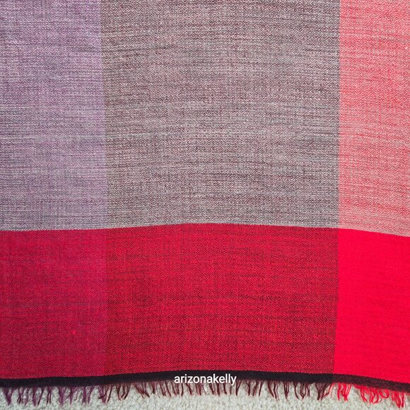 Eileen Fisher Wool & SIlk Lightweight Scarf Red, Burgundy, Purple - Picture 5 of 12